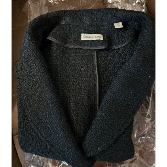 Coldwater Creek Womens Black Textured Buttoned Vest With Pockets Size XL goth - Picture 4 of 7